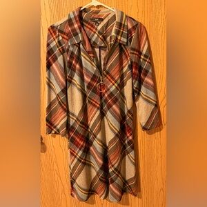 R&K Multicolor Plaid Zip-Up Dress